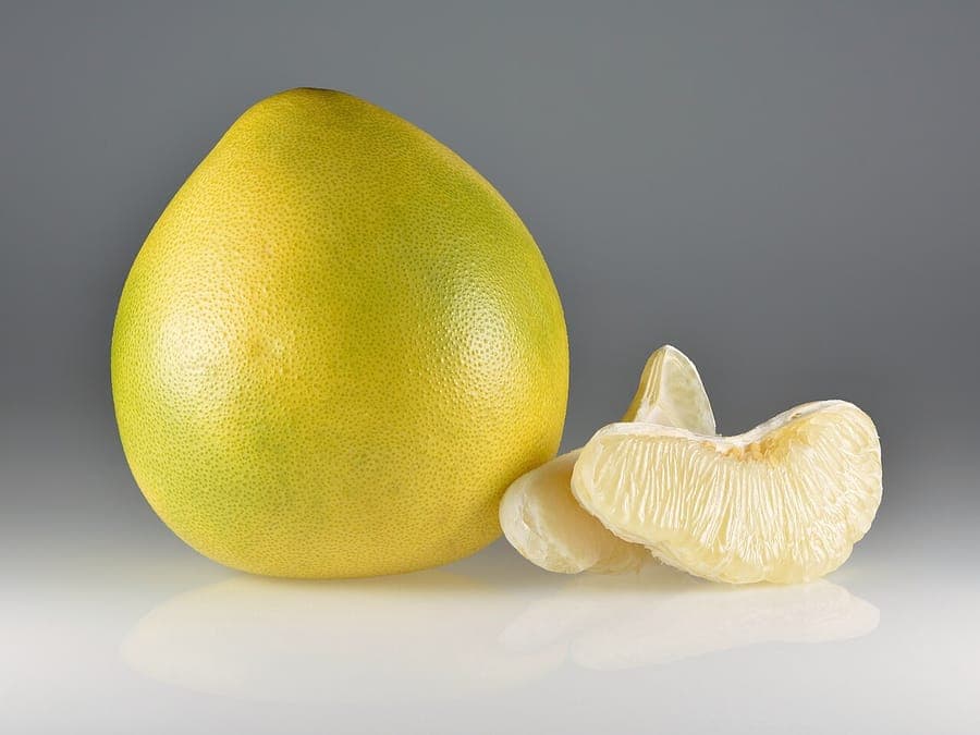 Pomelo boom met grote gele vruchten